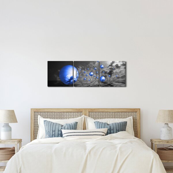Világoskék gömbök képe (órával) (90x30 cm)