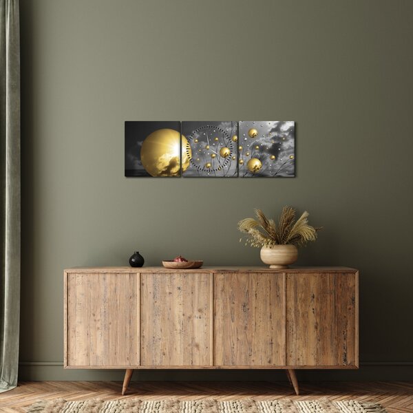 Okker gömbök képe (órával) (90x30 cm)