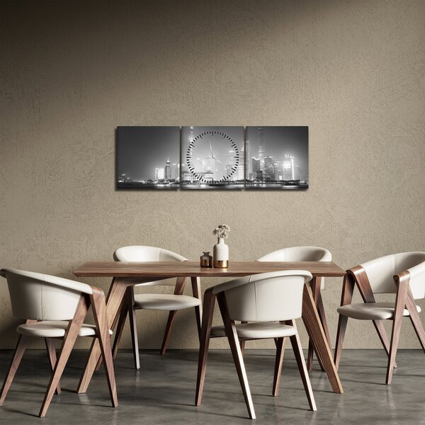Modern felhőkarcolók képe (órával) (90x30 cm)