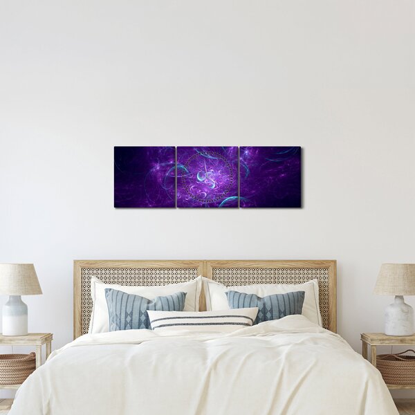 Modern kék absztrakció képe (órával) (90x30 cm)