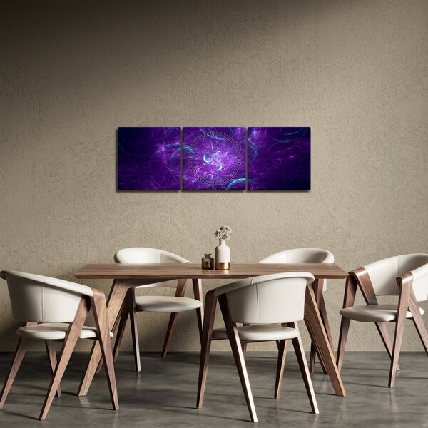 Modern kék absztrakció képe (órával) (90x30 cm)