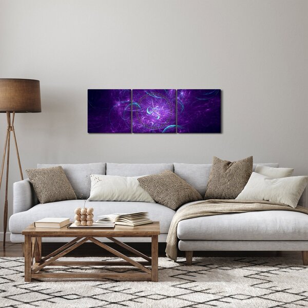 Modern kék absztrakció képe (órával) (90x30 cm)