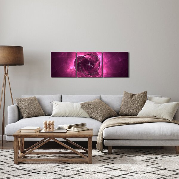 Modern rózsaszín absztrakció képe (órával) (90x30 cm)