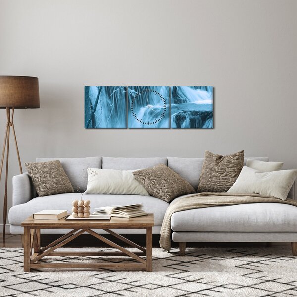 Kép - jeges vízesések (órával) (90x30 cm)