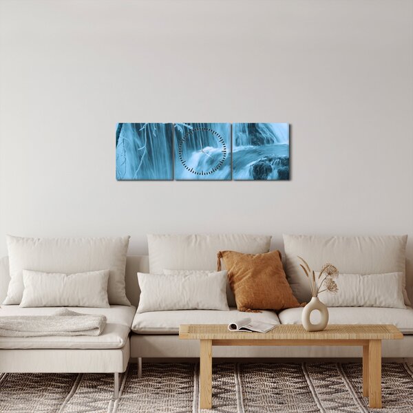 Kép - jeges vízesések (órával) (90x30 cm)