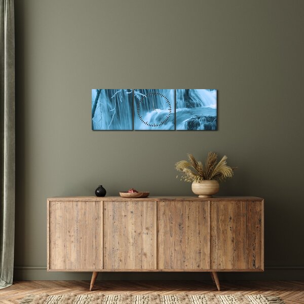 Kép - jeges vízesések (órával) (90x30 cm)