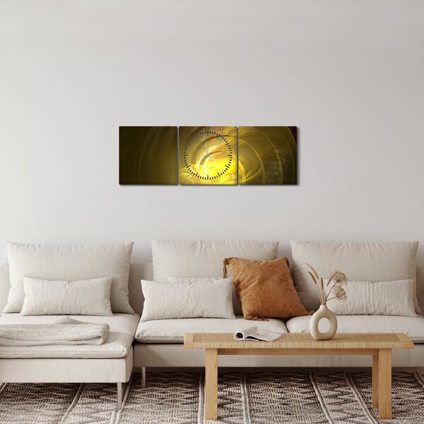 Sárga absztrakt spirál képe (órával) (90x30 cm)