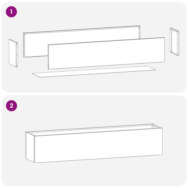 VidaXL Kerti cserép 2 db Ezüst 100 x 20 x 20 cm Rozsdamentes Acél