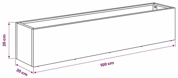 VidaXL Kerti cserép 2 db Ezüst 100 x 20 x 20 cm Rozsdamentes Acél