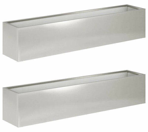 VidaXL Kerti cserép 2 db Ezüst 100 x 20 x 20 cm Rozsdamentes Acél