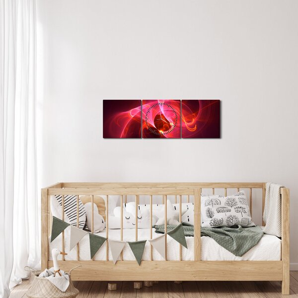 Modern rózsaszín absztrakció képe (órával) (90x30 cm)