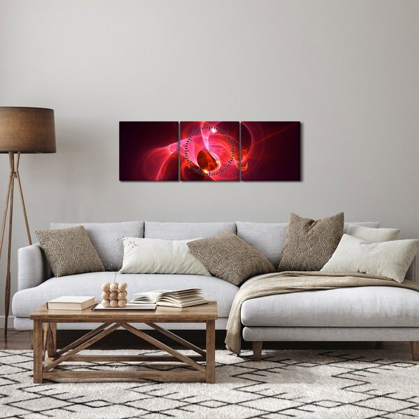 Modern rózsaszín absztrakció képe (órával) (90x30 cm)