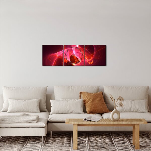 Modern rózsaszín absztrakció képe (órával) (90x30 cm)