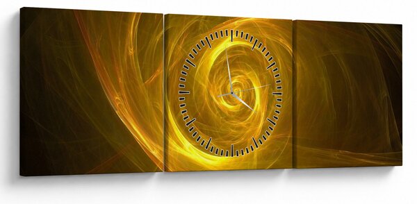 Absztrakt sárga spirál képe (órával) (90x30 cm)