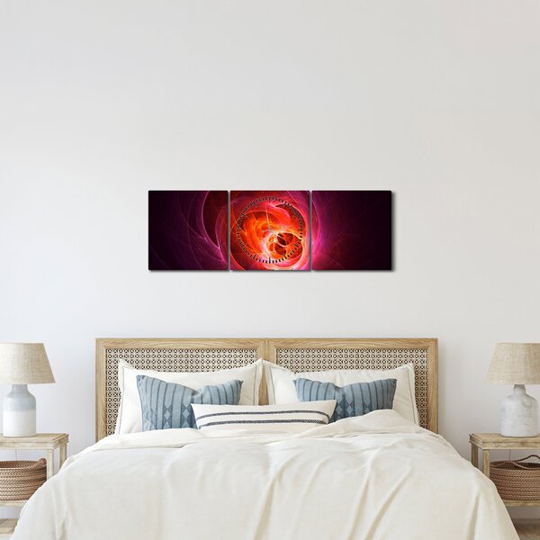 Modern rózsaszín absztrakció képe (órával) (90x30 cm)