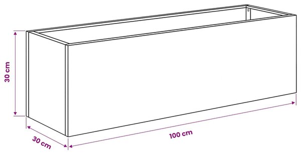 VidaXL Kerti cserép Ezüst 80 x 30 x 30 cm Rozsdamentes Acél