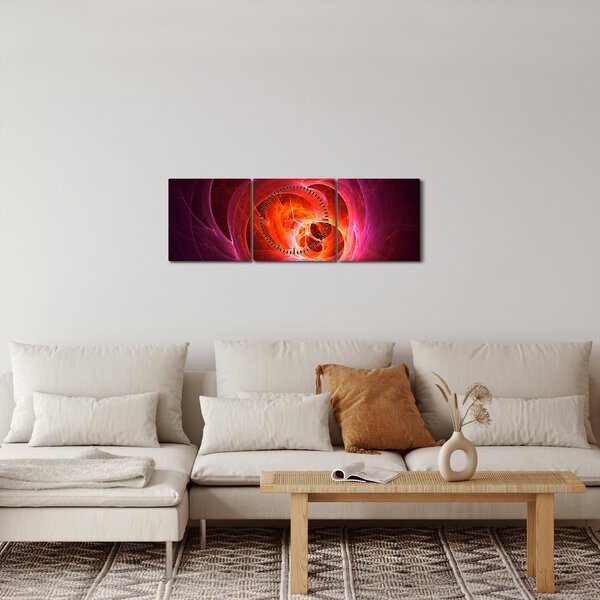 Modern rózsaszín absztrakció képe (órával) (90x30 cm)