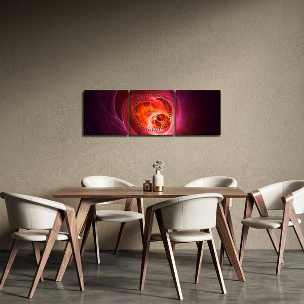 Modern rózsaszín absztrakció képe (órával) (90x30 cm)