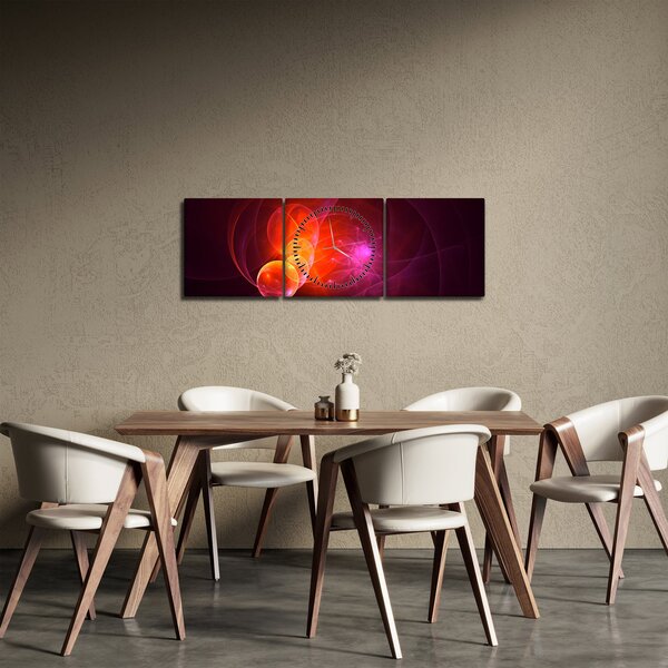 Modern rózsaszín absztrakció képe (órával) (90x30 cm)