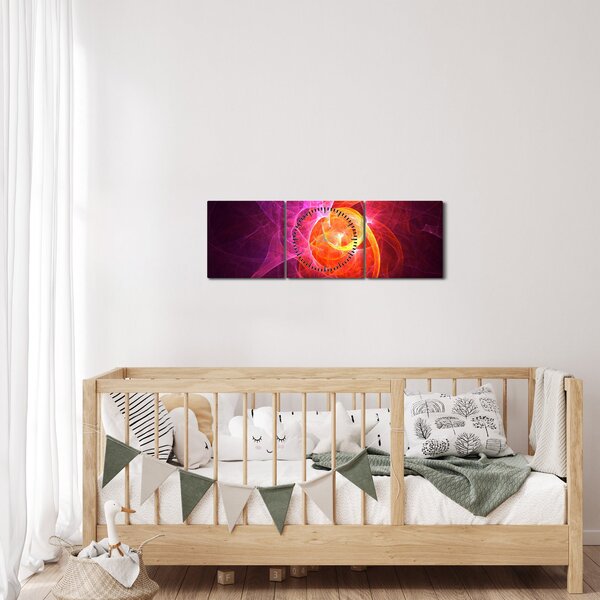 Modern absztrakt kép (órával) (90x30 cm)