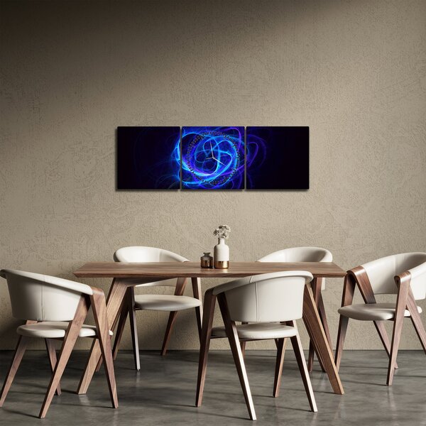 Kék absztrakt gombolyag képe (órával) (90x30 cm)