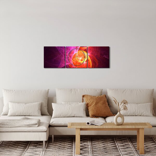 Modern absztrakt kép (órával) (90x30 cm)