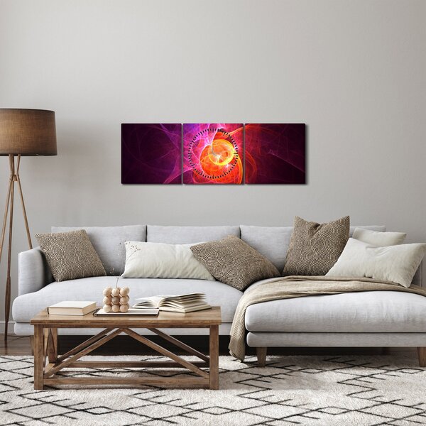 Modern absztrakt kép (órával) (90x30 cm)