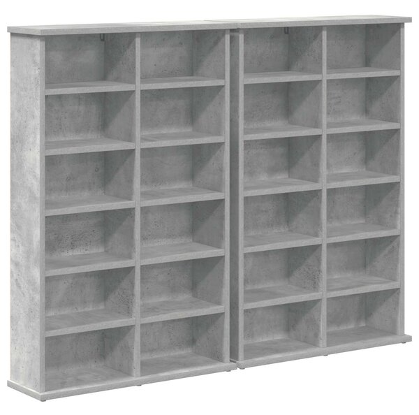 VidaXL CD szekrény 2 db Betonszürke 60 x 17 x 92 cm Szerelt Fa