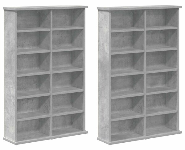 VidaXL CD szekrény 2 db Betonszürke 60 x 17 x 92 cm Szerelt Fa