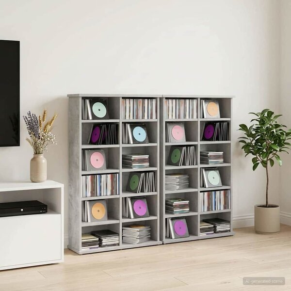 VidaXL CD szekrény 2 db Betonszürke 60 x 17 x 92 cm Szerelt Fa