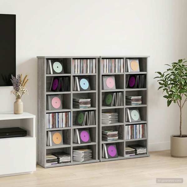 VidaXL CD szekrény 2 db Szürke Sonoma 60 x 17 x 92 cm Szerelt Fa