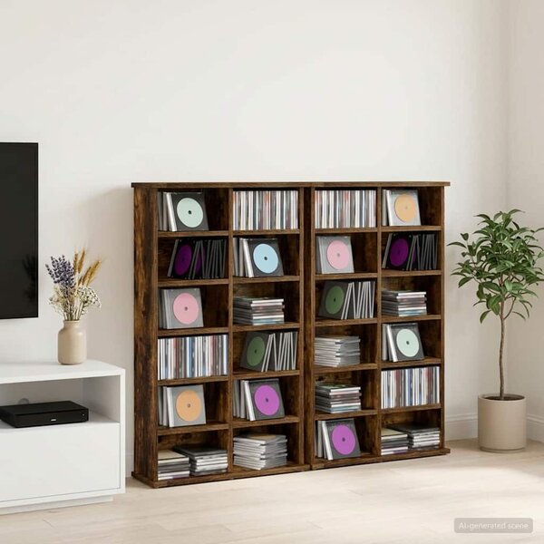 VidaXL CD szekrény 2 db Füstös Tölgy 60 x 17 x 92 cm Szerelt Fa