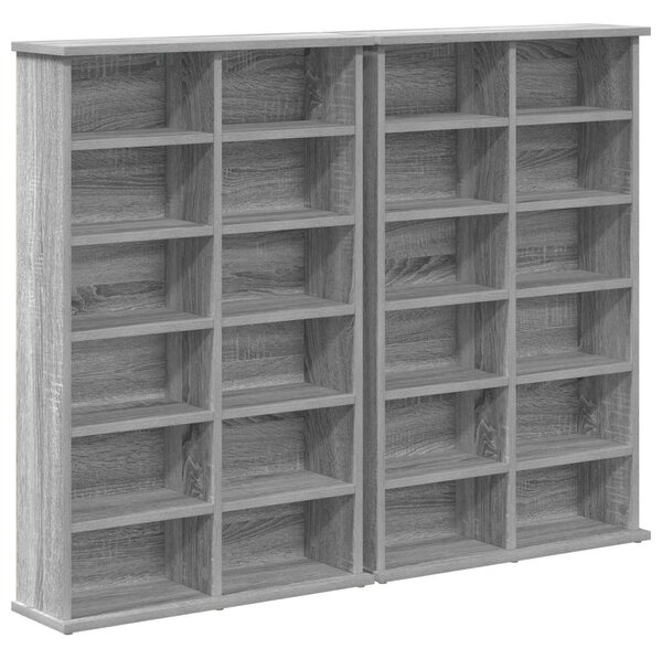 VidaXL CD szekrény 2 db Szürke Sonoma 60 x 17 x 92 cm Szerelt Fa
