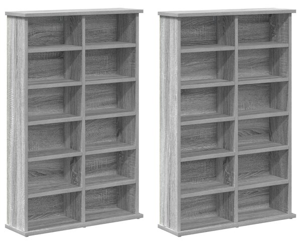 VidaXL CD szekrény 2 db Szürke Sonoma 60 x 17 x 92 cm Szerelt Fa