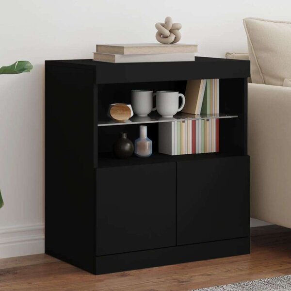VidaXL fekete tálalószekrény LED-világítással 60 x 37 x 67 cm