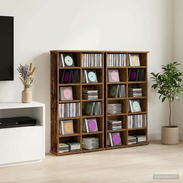 VidaXL CD szekrény 2 db Antik Fa 60 x 17 x 92 cm Szerelt Fa