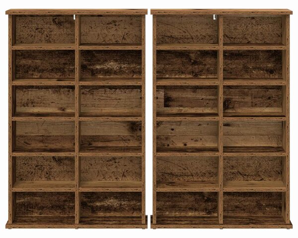 VidaXL CD szekrény 2 db Antik Fa 60 x 17 x 92 cm Szerelt Fa