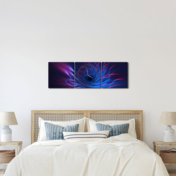 Kép - virág absztrakció (órával) (90x30 cm)