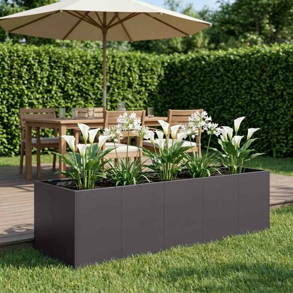 VidaXL Kerti cserép Fekete 200 x 80 x 60 cm Hidegen hengerelt acél