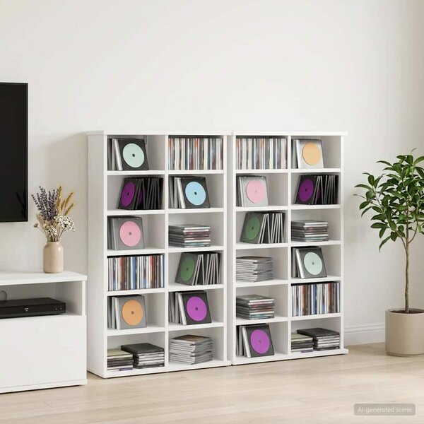 VidaXL CD szekrény 2 db Fehér 60 x 17 x 92 cm Szerelt Fa