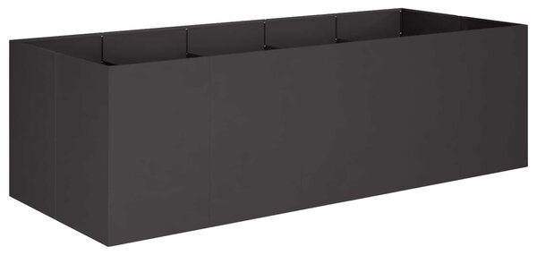 VidaXL Kerti cserép Fekete 200 x 80 x 60 cm Hidegen hengerelt acél