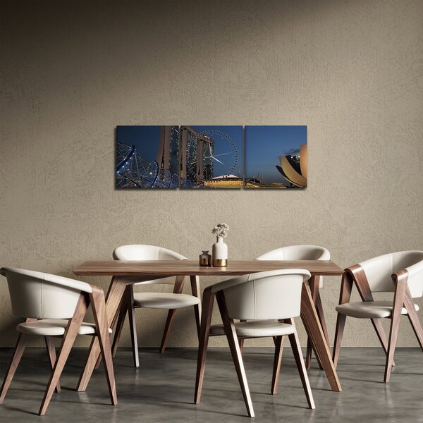 Modern metropolisz képe (órával) (90x30 cm)
