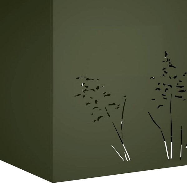 VidaXL Kerti cserép Olajzöld 80 x 30 x 49 cm Hidegen hengerelt acél