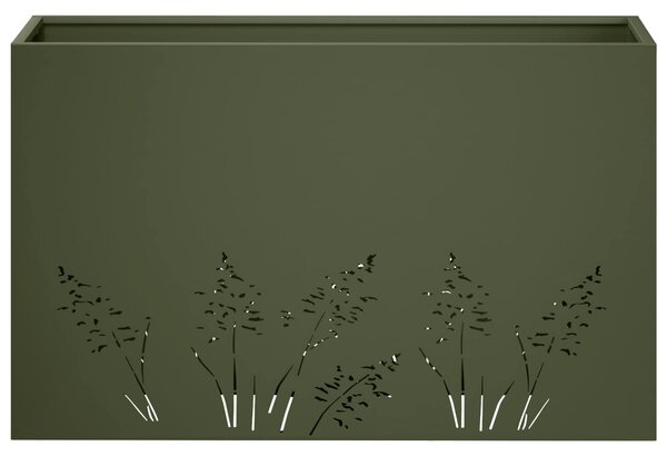 VidaXL Kerti cserép Olajzöld 80 x 30 x 49 cm Hidegen hengerelt acél