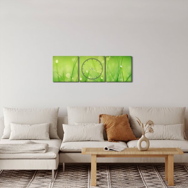 Kép - harmatos fű (órával) (90x30 cm)