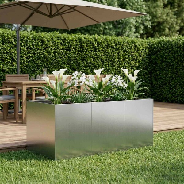 VidaXL Kerti cserép Ezüst 120 x 80 x 60 cm Horganyzott Acél