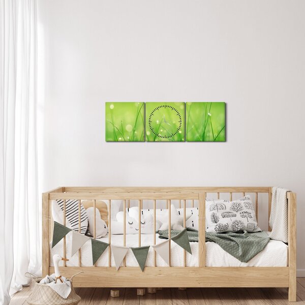 Kép - harmatos fű (órával) (90x30 cm)