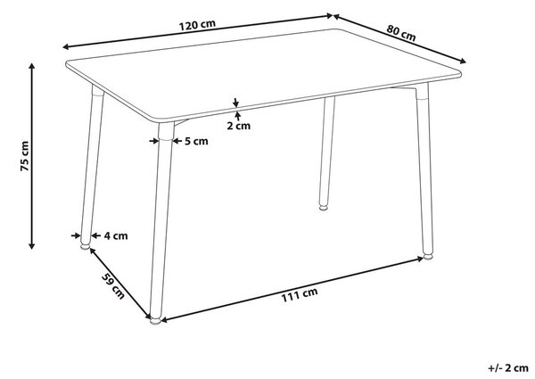 Étkezőasztal NEWBERRY Fehér 120 cm 80 cm