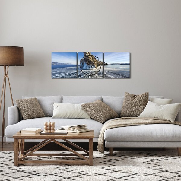 Jeges sziklák képe (órával) (90x30 cm)