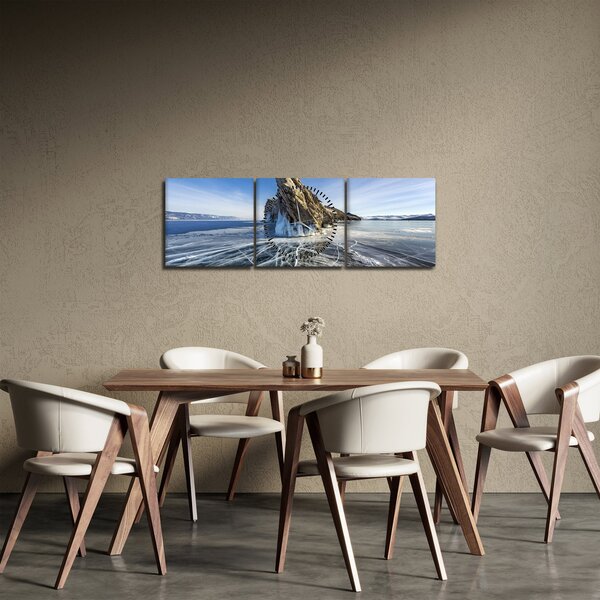 Jeges sziklák képe (órával) (90x30 cm)